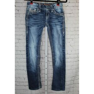 Y2K Rock Revival Women's Kai Bootcut Embroidered Jeans Size 26 Blue Blinged Out